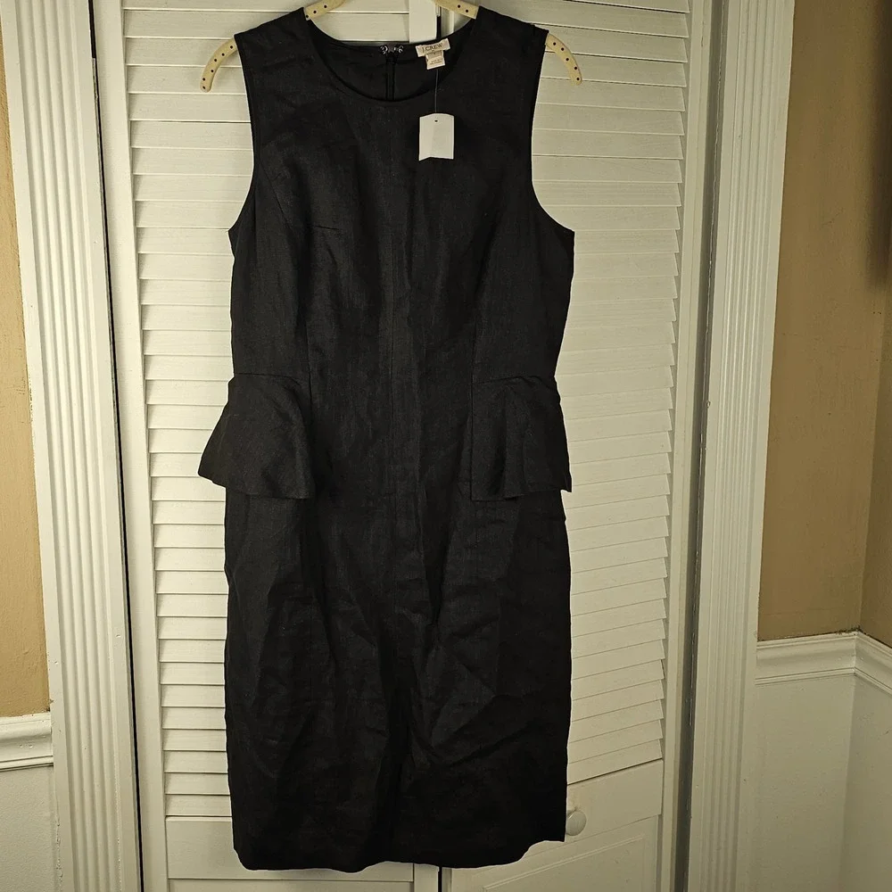 J. Crew Black Sleeveless Peplum Sheath Dress